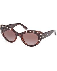 Guess - Gu00163 52F Sunglasses Injected Marrone Cat Eye Normal Sfumato - Lyst