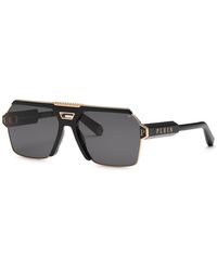 Philipp Plein - Spp147M Plein Contemporary 301 Sunglasses Metal Smoke Geometric Normal - Lyst