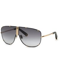 Philipp Plein - Spp075M Plein Stud 376 Sunglasses Metal Pilot Normal Shaded - Lyst