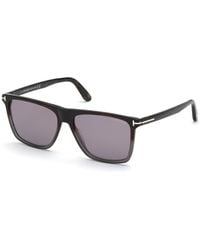 Tom Ford - Ft0832 Fletcher 55C Sunglasses Acetate Smoke Squared Normal Mirror - Lyst