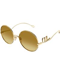 Chloé - Ch0372S 003 Sunglasses Metal Round - Lyst