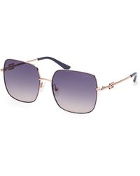 Guess - Gu7906-H 20B Sunglasses Metal Smoke Squared Normal Shaded - Lyst