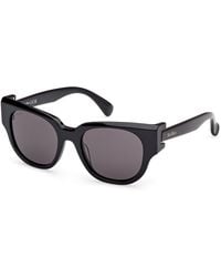 Max Mara - Mm0138 Clip 01A Sunglasses Acetate Smoke Round Normal - Lyst