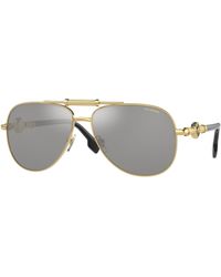 Versace - Ve2236 1002Z3 Sunglasses Metal Pilot Polarized Mirror - Lyst