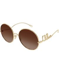 Chloé - Ch0329S 002 Sunglasses Metal Round - Lyst