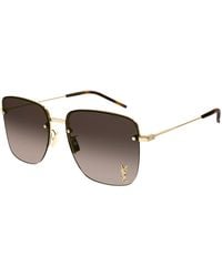 Saint Laurent - Sl 312 M 008 Sunglasses Metal Squared Normal Shaded - Lyst