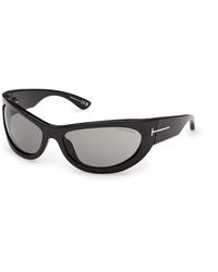 Tom Ford - Ft1365 Leona-02 01A Sunglasses Injected Smoke Cat Eye Normal - Lyst