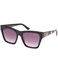 Guess - Gu00113 01B Sunglasses Acetate Smoke Squared Normal Shaded - Lyst