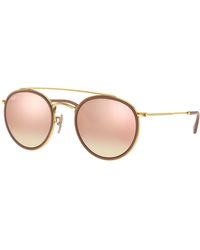 Ray-Ban - Round Double Bridge Sunglasses Frame Blue Lenses - Lyst