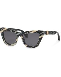 Roberto Cavalli - Src091M 0Ahh Sunglasses Acetate Smoke Cat Eye Normal - Lyst