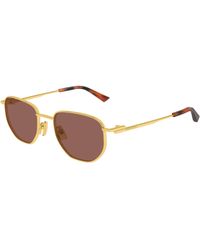 Bottega Veneta - Bv1301S 008 Sunglasses Metal Round - Lyst