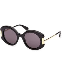 Max Mara - Mm0188 01A Sunglasses Acetate Smoke Round Normal - Lyst