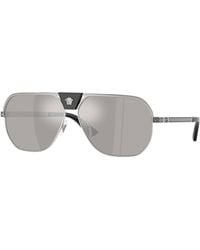 Versace - Ve2294 10006G Sunglasses Metal Squared Mirror - Lyst