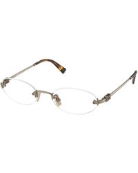 Miu Miu - Mu 53Wv 26C1O1 Optical Frames Metal Transparent Round Normal - Lyst