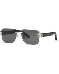 Philipp Plein - Spp086M Plein Pleasure 579 Sunglasses Metal Smoke Squared Normal - Lyst