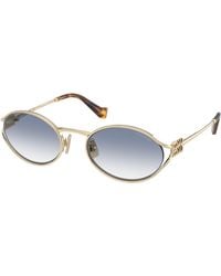 Miu Miu - Mu 52Ys Zvn80O Sunglasses Metal Round Normal Nuanced - Lyst