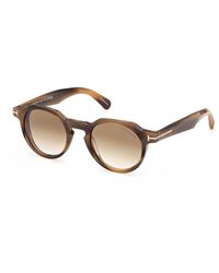 Tom Ford - Ft1358 Thomas-02 55F Sunglasses Acetate Round Normal - Lyst