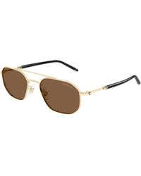 Montblanc - Mb0481S 002 Sunglasses Metal Pilot - Lyst