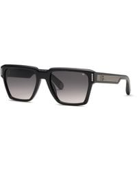 Philipp Plein - Spp201M Plein Stud 700Y Sunglasses Acetate Smoke Geometric Normal Nuanced - Lyst