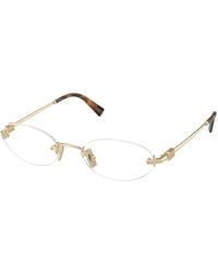 Miu Miu - Mu 53Wv 5Ak1O1 Optical Frames Metal Transparent Round Normal - Lyst
