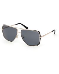 Guess - Gu00220 02A Sunglasses Metal Smoke Squared Normal - Lyst