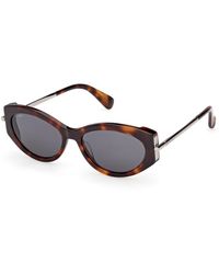 Max Mara - Mm0167 Roquebrune 1 52A Sunglasses Acetate Smoke Round Normal - Lyst