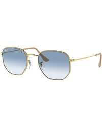 Ray-Ban - Hexagonal Sunglasses Frame Blue Lenses - Lyst