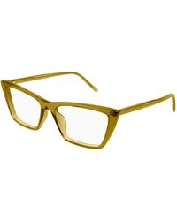Saint Laurent - Sl 737 Mica Thin Opt 006 Optical Frames Acetate Transparent Squared - Lyst