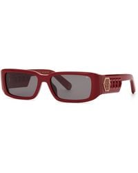 Philipp Plein - Spp240M Plein Icon Edge 718 Sunglasses Acetate Smoke Squared Normal - Lyst