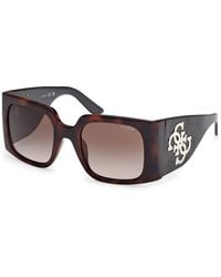 Guess - Gu00201-H 52F Sunglasses Injected Marrone Squared Normal Sfumato - Lyst