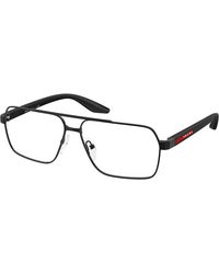 Prada Linea Rossa - Ps 51Tv 1Bo1O1 Optical Frames Metal Transparent Squared Normal - Lyst