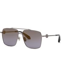 Roberto Cavalli - Src036V 568G Sunglasses Metal Smoke Squared Normal Shaded - Lyst