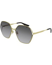 Gucci - Gg0818Sa 001 Sunglasses Metal Geometric Normal Shaded - Lyst