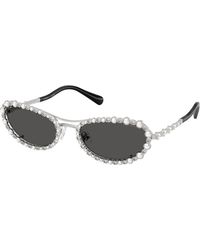 Swarovski - Sk7044 400187 Sunglasses Metal Round Normal - Lyst