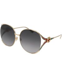 Gucci - Gg0225S 001 Sunglasses Metal Round Normal - Lyst
