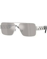 Versace - Ve2290 10016G Sunglasses Metal Squared Mirror - Lyst