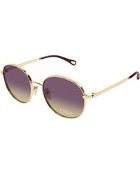 Chloé - Ch0325Sk 001 Sunglasses Metal Round - Lyst
