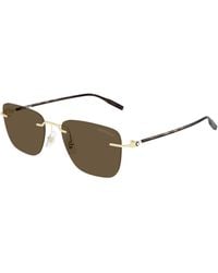 Montblanc - Mb0470S 003 Sunglasses Metal Squared - Lyst