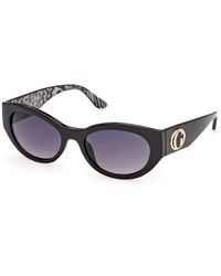 Guess - Gu00362 01B Sunglasses Injected Smoke Round Normal - Lyst