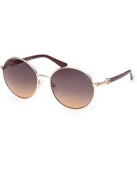 Guess - Gu00260 28B Sunglasses Metal Smoke Round Normal - Lyst