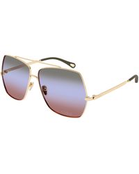 Chloé - Ch0278S 007 Sunglasses Metal Squared - Lyst