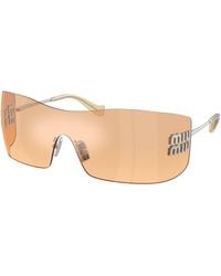 Miu Miu - Mu B53S 1Bc80Y Sunglasses Metal Squared Mirror Nuanced - Lyst