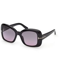 Tom Ford - Ft1348 Sandra-02 01B Sunglasses Acetate Smoke Squared Normal - Lyst
