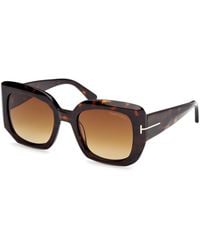 Tom Ford - Ft1220 Carla-02 52F Sunglasses Acetate Squared Normal Shaded - Lyst