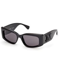Max Mara - Mm0209 01A Sunglasses Injected Smoke Geometric Normal - Lyst