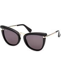 Max Mara - Mm0186 01A Sunglasses Acetate Smoke Round Normal - Lyst