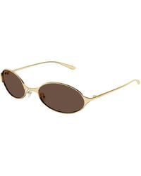 McQueen - Am0589S 002 Occhiali Da Sole Metallo Marrone Rotonda - Lyst