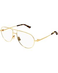 Bottega Veneta - Bv1302O 001 Optical Frames Metal Transparent Pilot - Lyst
