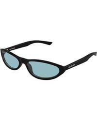Balenciaga - Bb0007S 016 Occhiali Da Sole Acetato Azzurro Rotonda - Lyst
