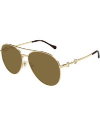 Gucci - Gg1698S 002 Sunglasses Metal Pilot - Lyst